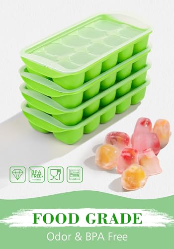 luxury Ice Cube Tray with Lid and Bin - 4 Pack for Daily Use