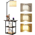 refined PESRAE Floor Lamp with Table, End Tables with Charging
